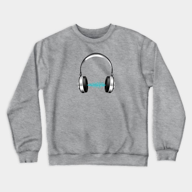 Headphones Audio Waveform Crewneck Sweatshirt by NeilGlover